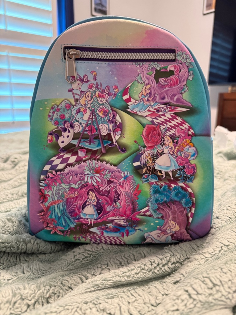 Loungefly Pastel Alice-Inspired Mini Backpack - Teal, Pink, Purple, Blue